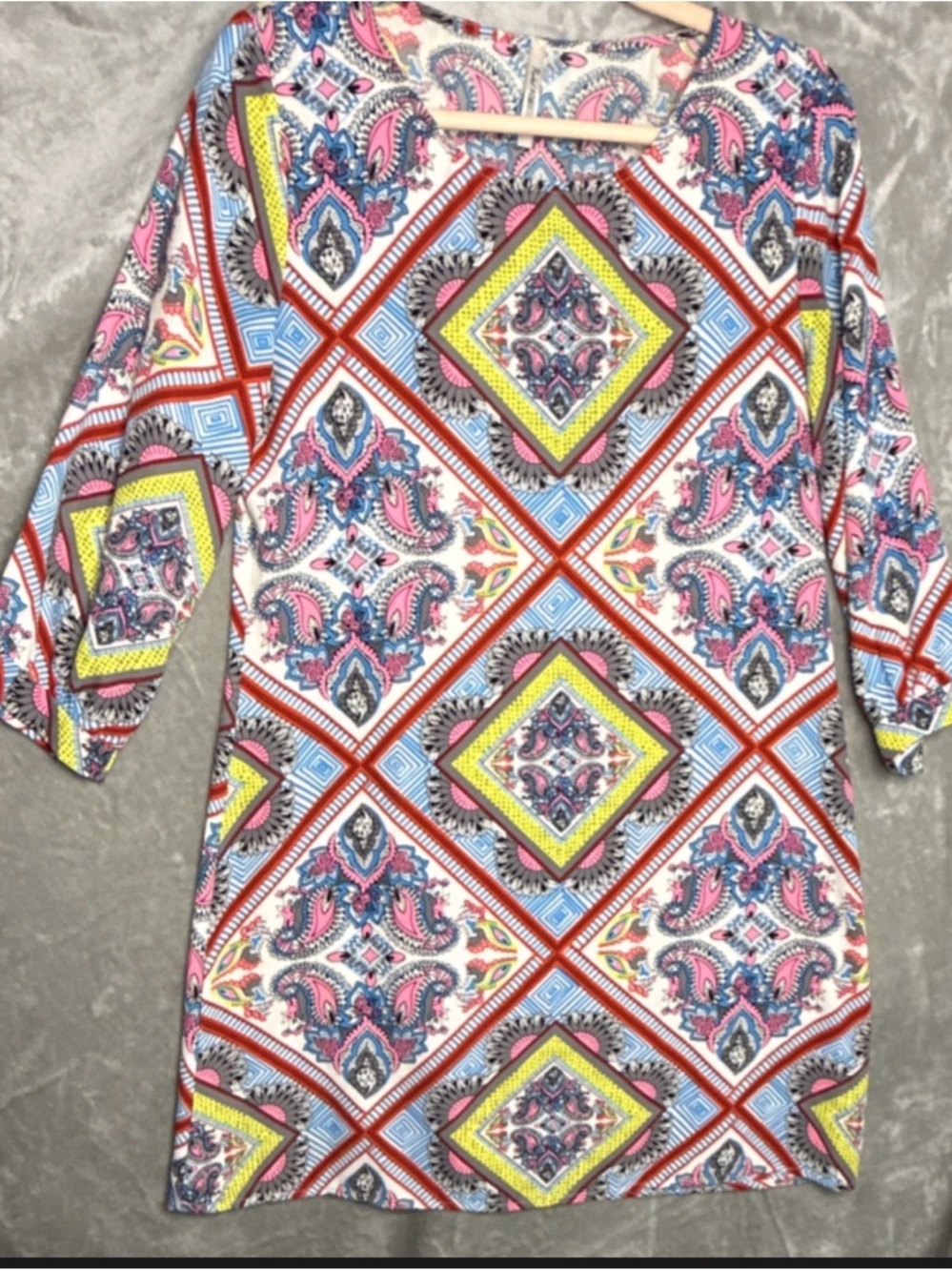 Rachel Kate Small Multi Color Paisley Women Dress with Pink, Yellow & Blue Print